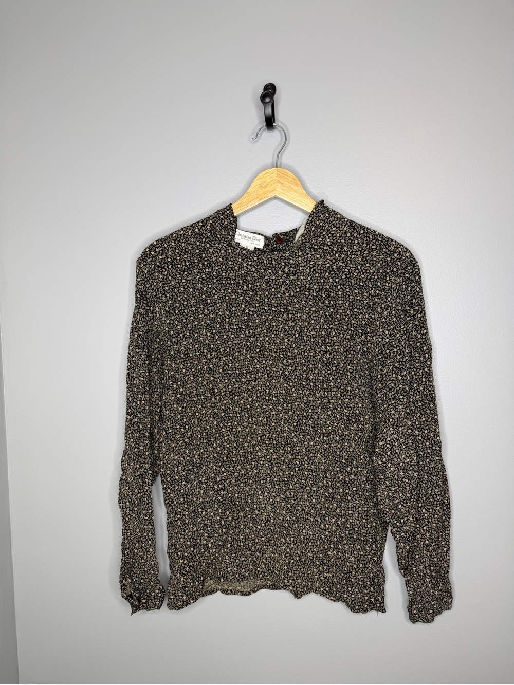 Christian Dior Black and Cream Patterned Blouse